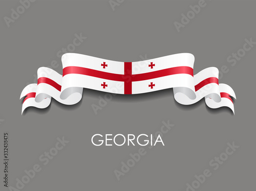 Georgian flag wavy ribbon background. Vector illustration.