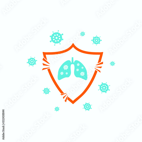 Coronavirus abstract icon. Medical genetics bacteriological protection against covid-19 lungs.