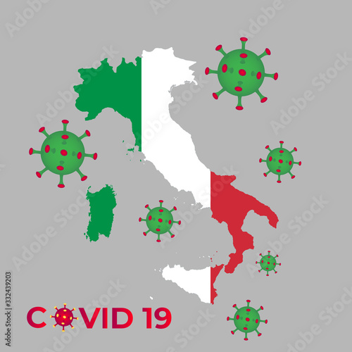 Coronavirus outbreak on a map of Italy Covid-19 Outbreak in Italy Outbreak and Coronavirus.