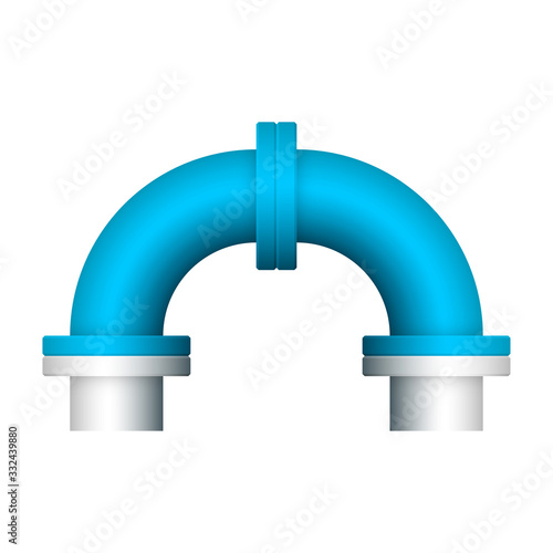 Pipe vector. Connection by flange fitting. For pipeline construction to transport liquid or gas in industry i.e. crude, oil, natural gas. Also water supply infrastructure in plumbing and irrigation.