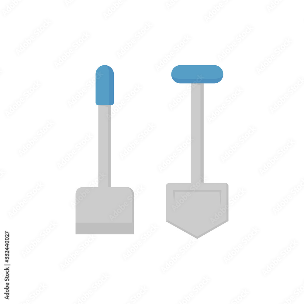 Hoe or spade and shovel vector icon. Equipment hand tool for agriculture at garden, farm, yard, backyard. Include wooden handle, steel for dig, scoop of soil, snow, ground, earth, plant and weeding. Hoe or spade and shovel vector icon. Equipment hand tool for agriculture at garden, farm, yard, backyard. Include wooden handle, steel for dig, scoop of soil, snow, ground, earth, plant and weeding.