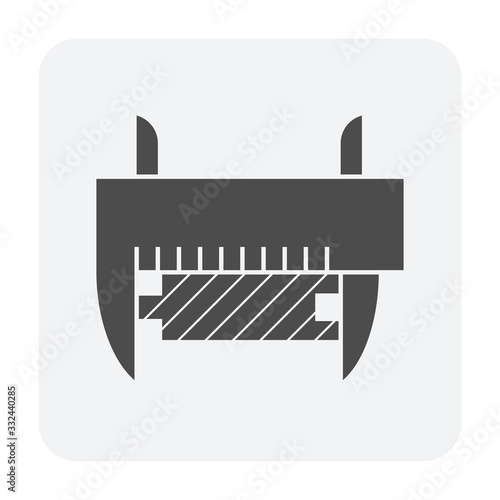 Measurement icon. Consist of Wood floor material and vernier caliper. That floor material test and quality inspection for quality work of floor finishing material construction or installation work.