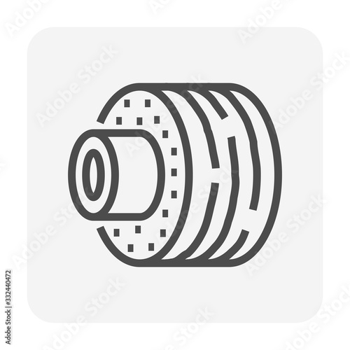 Copper tube and insulation icon. For transfer liquid and gas i.e. hot water in water heating, beer in brewing, liquid in floor heating and refrigerant in HVAC system to cooling and heat ventilation.