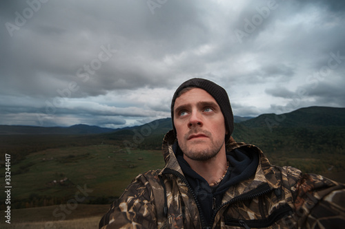 Caucasian man in the mounta...