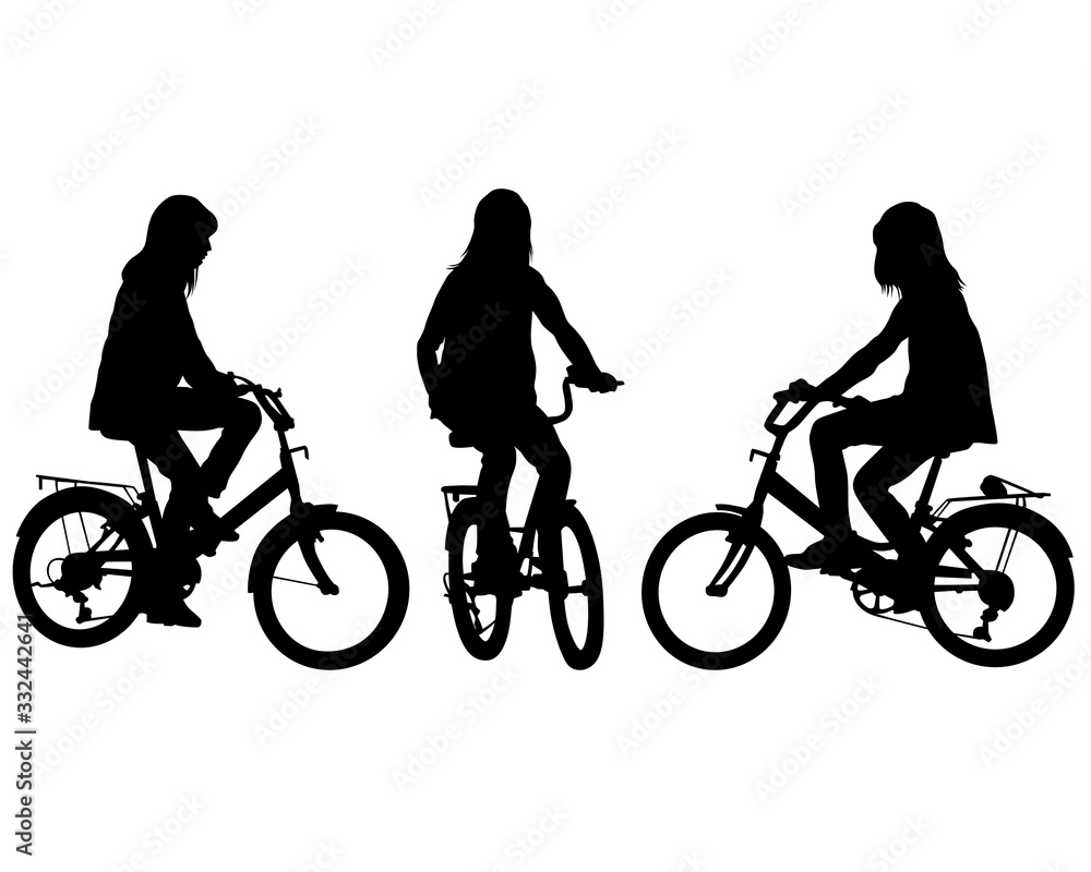 Obraz premium Young athlete on a bike for extreme stunts. Isolated silhouette on a white background