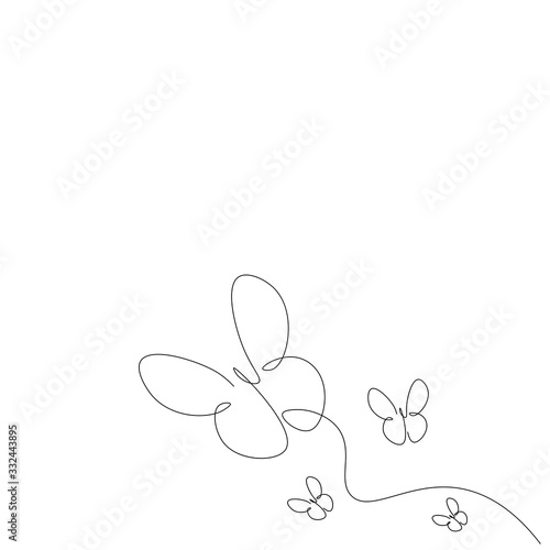 Butterfly fly line drawing, vector illustration © Keya