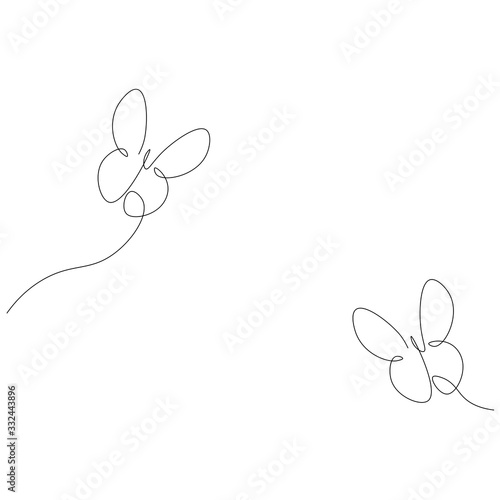 Butterfly fly line drawing vector illustration