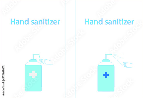 Hand sanitizer in plastic pump bottle for antibacterial and clean personal hygience photo