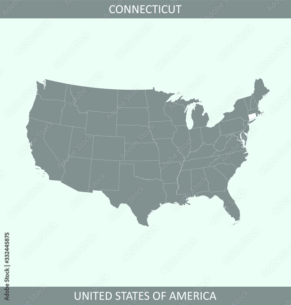 Connecticut state highlighted on USA map