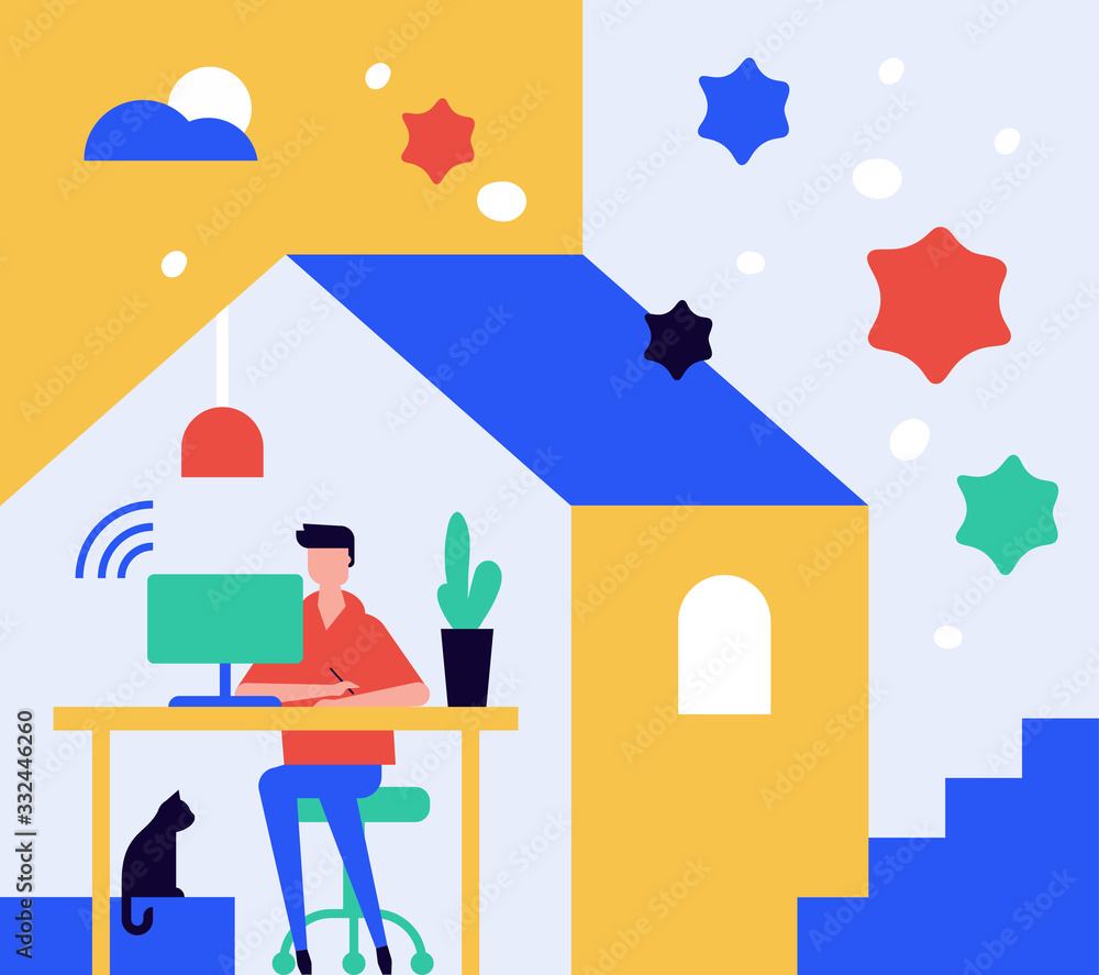 Stay at home - flat design style illustration