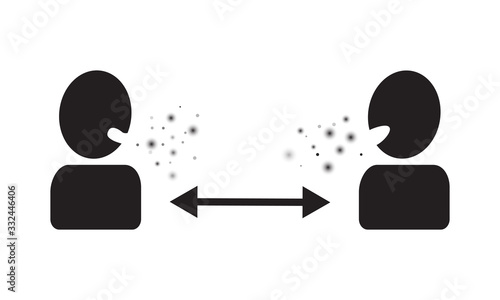 Keep Safe Distance with other people to avoid contamination icon. Social Distancing to protect yourself from viruses.Respiratory droplets. Keep the 1 meter distance. Coronavirus epidemic pandemic.