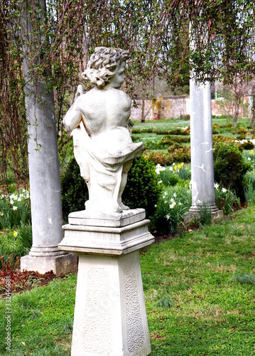 Statue in Park with Garden