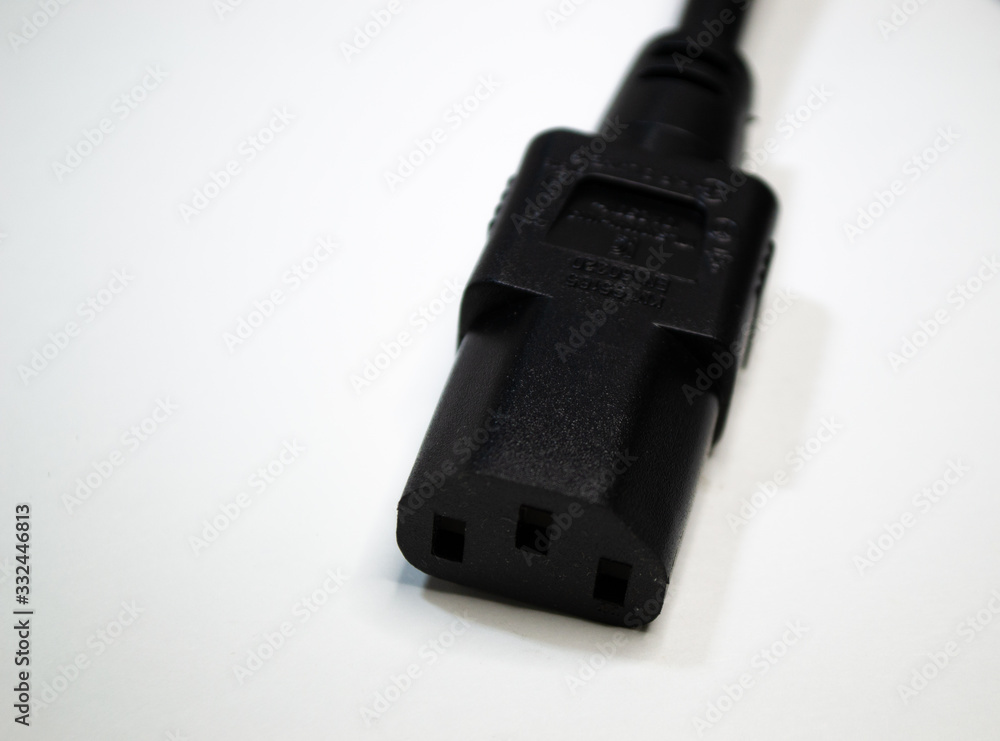 3 pin idc female fan connector splitter cable extension isolated on white background. Three-pin connector on wire block power printer or computer in the form of a trapezoid in black model AC5 3 pin idc female fan connector splitter cable extension isolated on white background. Three-pin connector on wire block power printer or computer in the form of a trapezoid in black model AC5