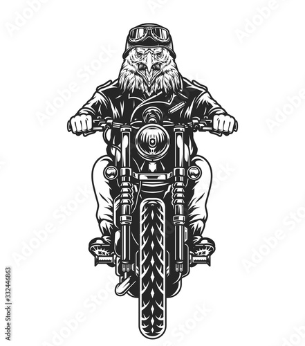 Angry eagle head moto rider