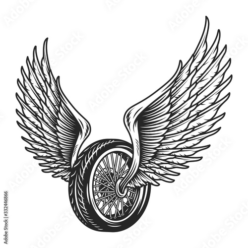 Motorcycle wheel with eagle wings