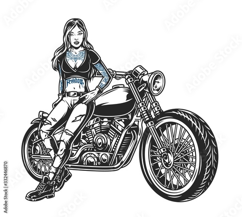 Vintage motorcycle monochrome concept