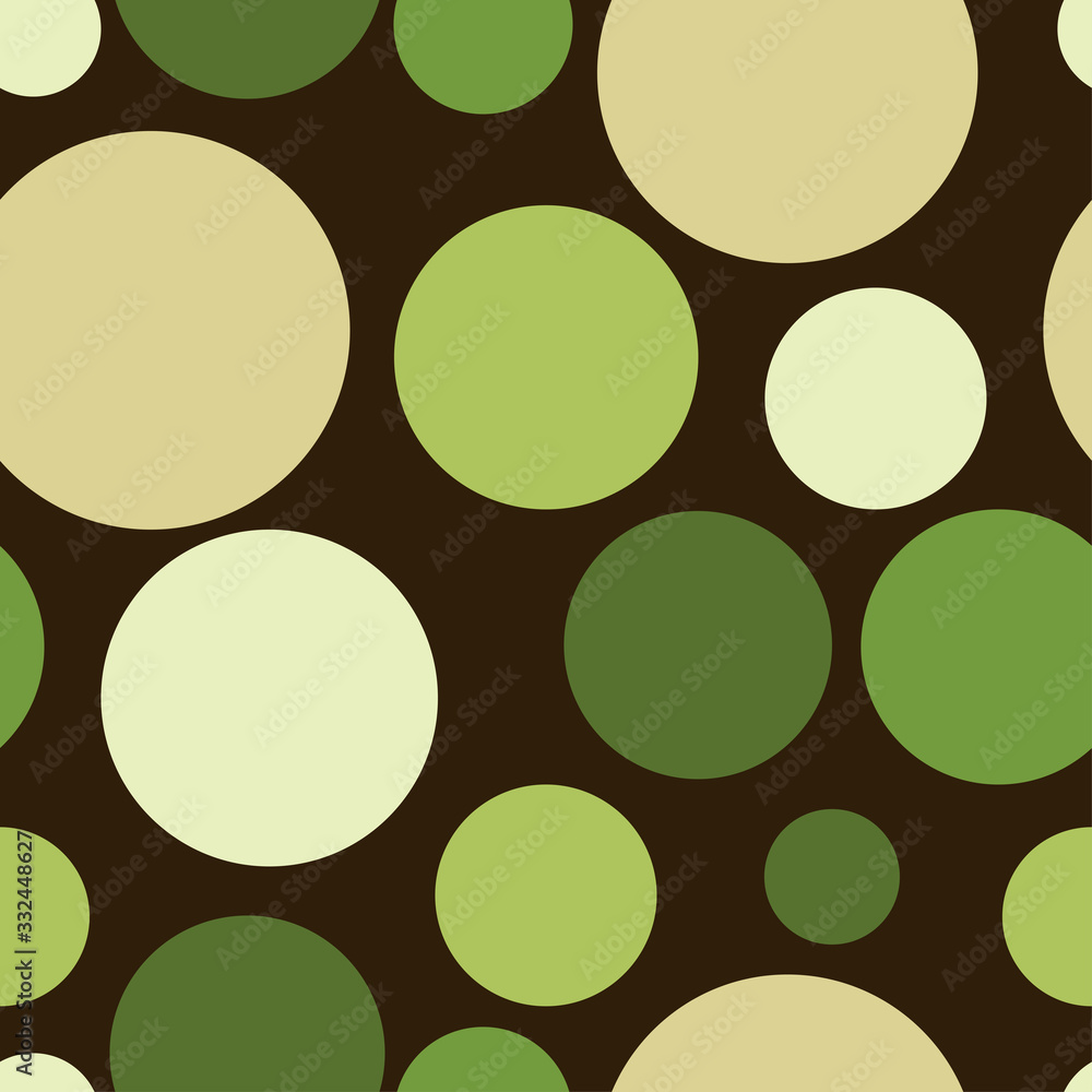 Сircles vector seamless pattern.Festive, merry polka dot background. Uneven texture for wrapping, wallpaper, textile. Yellow, beige, green, brown rounds. Сircles vector seamless pattern.Festive, merry polka dot background. Uneven texture for wrapping, wallpaper, textile. Yellow, beige, green, brown rounds.