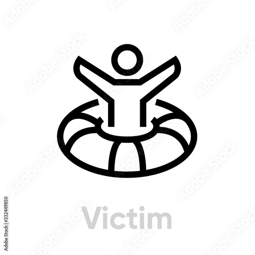Victim help support icon. Editable line vector.