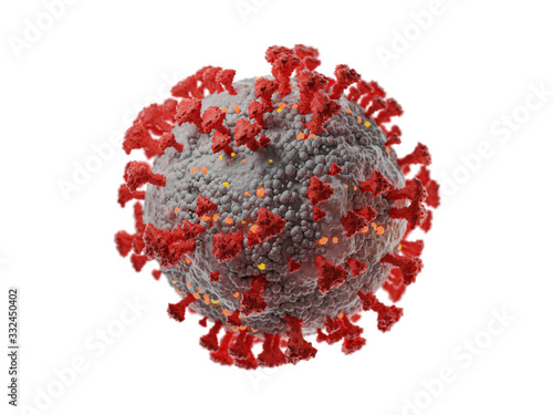 Coronavirus 2019-nCov covod-19 sars cov 2 concept influenza as dangerous flu pandemic. Microscope virus close up. 3d rendering. photo