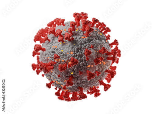 Coronavirus 2019-nCov covod-19 sars cov 2 concept influenza as dangerous flu pandemic. Microscope virus close up. 3d rendering.