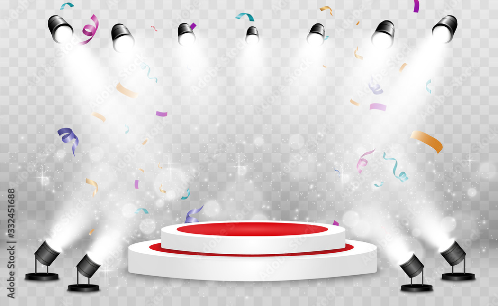 Winner background with signs of first, second and third place on a ...