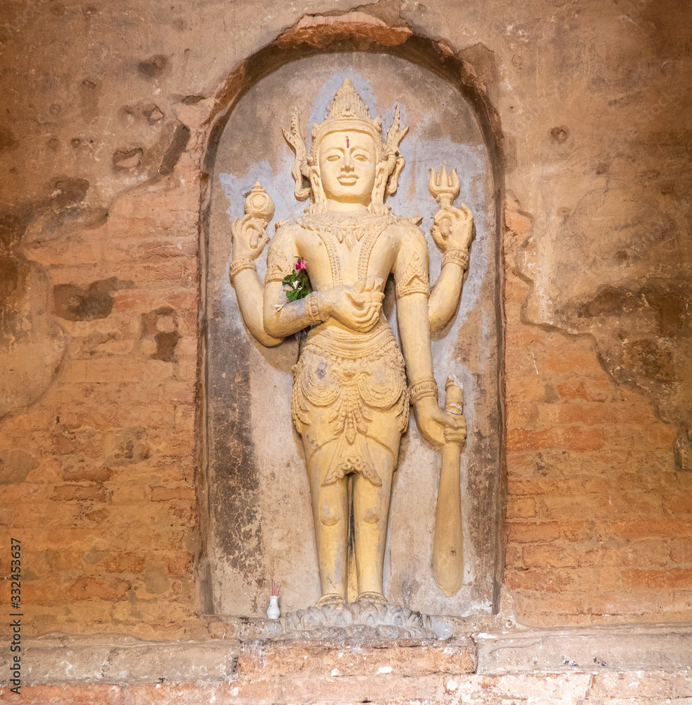 Buddha Statue inside old pagoda Bagan