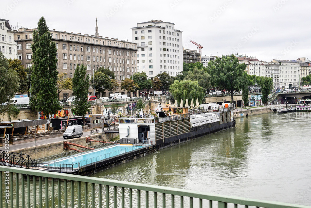 Danube at Vienna on a cloudy Day; Cityscape