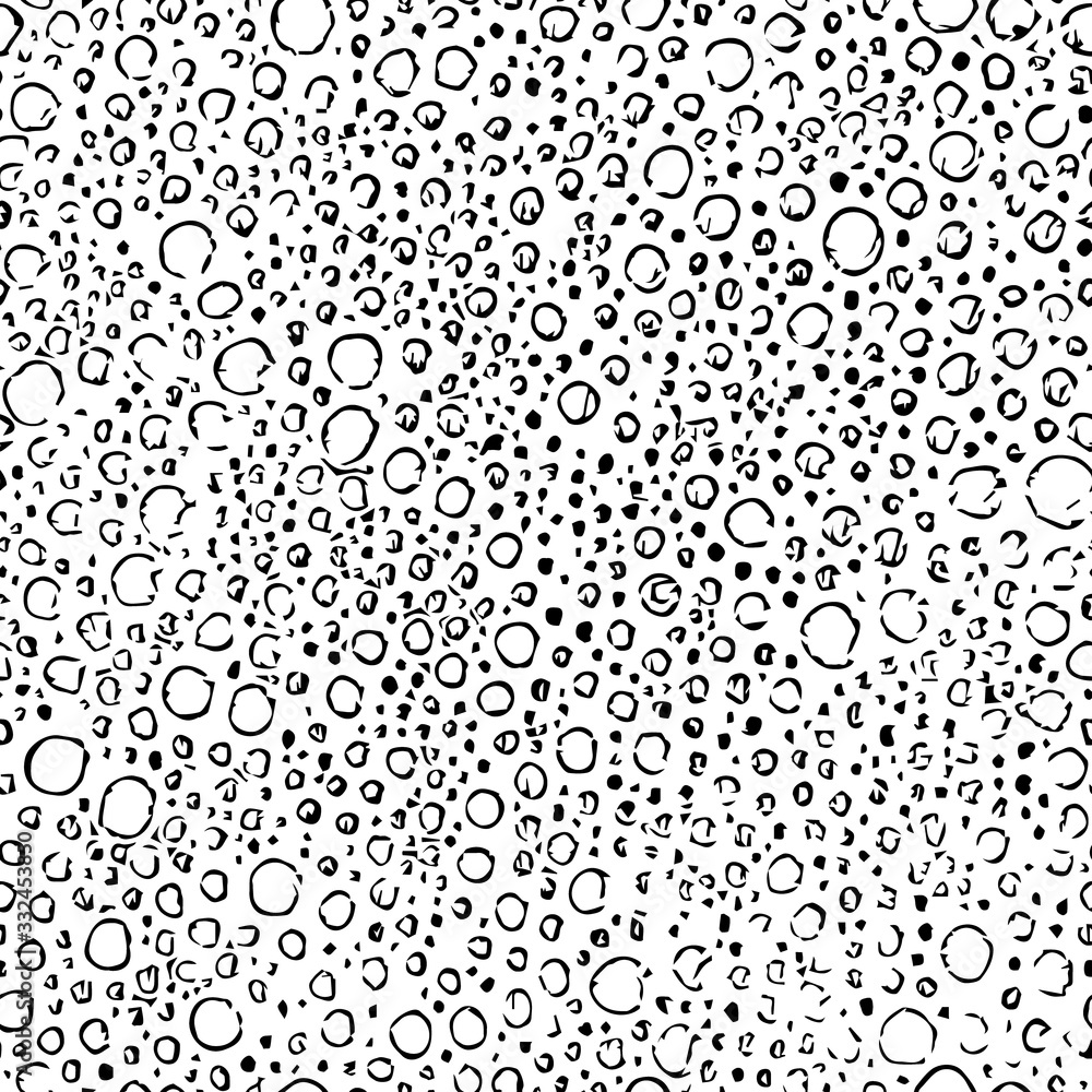 Interesting texture soap bubbles air. Hand drawn black white seamless pattern. Soap sud. Foam bubble effect overlay texture. Soapsuds background. Abstract grunge halftone textured backdrop for design