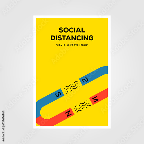 minimalist magnetic nature concept poster for social distancing vector illustration