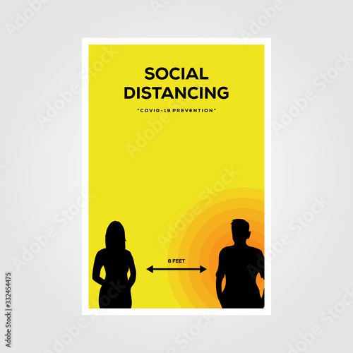 minimalist social distancing flat vector poster illustration design