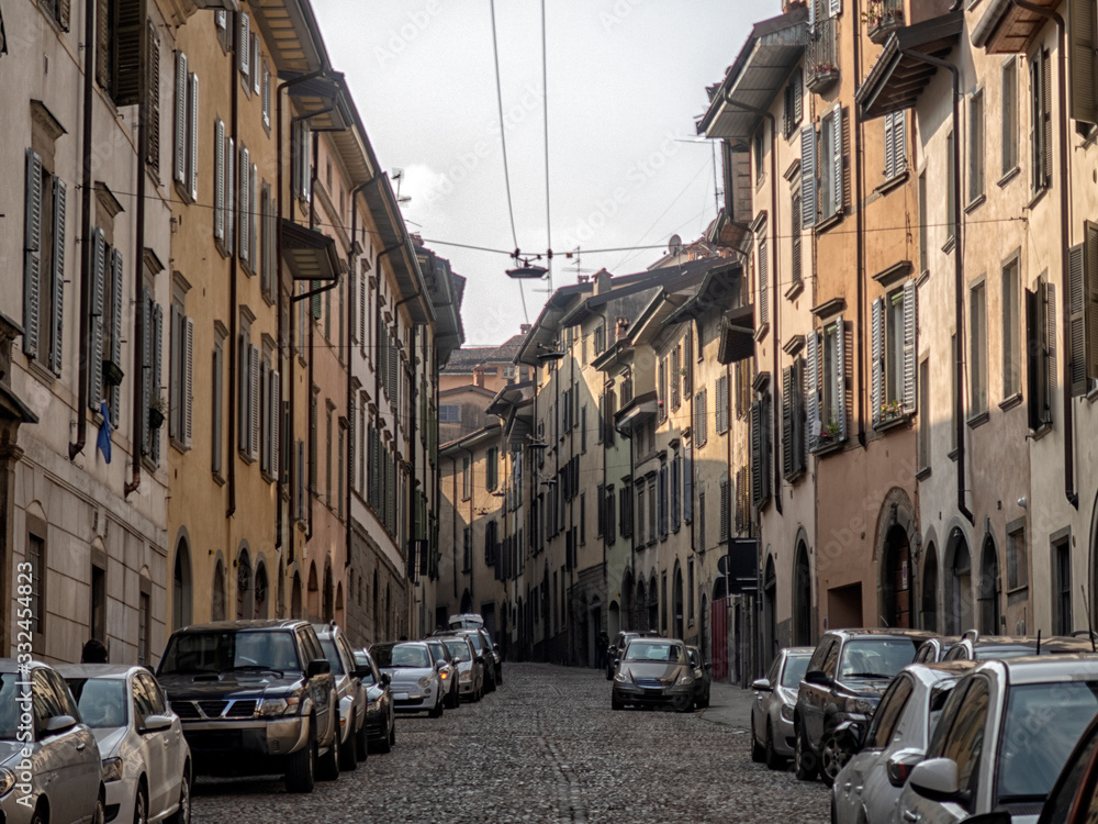 Bergamo cityscape. View to Historical Buildings. Italy.