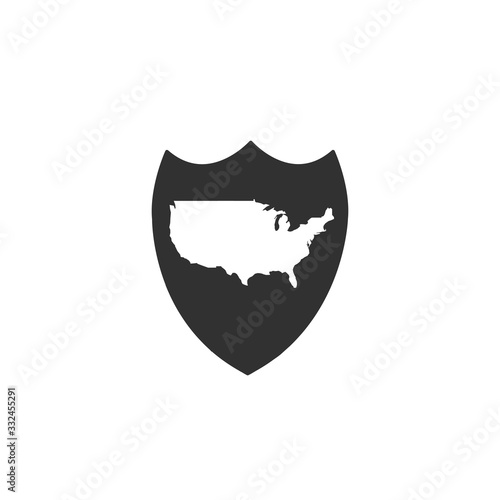 USA map on security shield....
