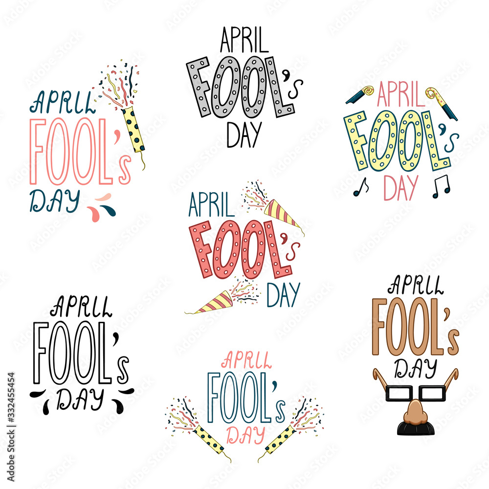 Lettering for April Fool's Day set on white background Lettering for April Fool's Day set on white background