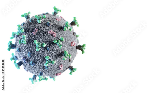 Coronavirus SARS-CoV-2 novel coronavirus concept resposible for asian flu outbreak and coronaviruses influenza as dangerous flu strain cases as a pandemic. Microscope virus close up.