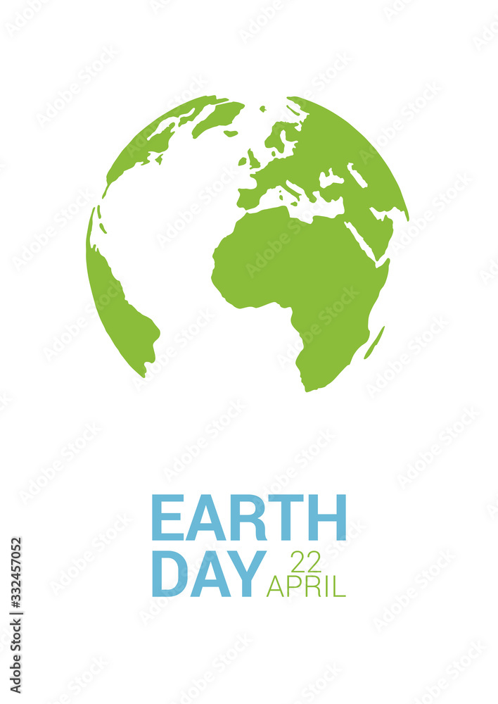 Happy Earth Day vector card. Template with the globe for Earth Day. Vector illustration for banners, posters. Save the Planet concept, April 22. Vector background