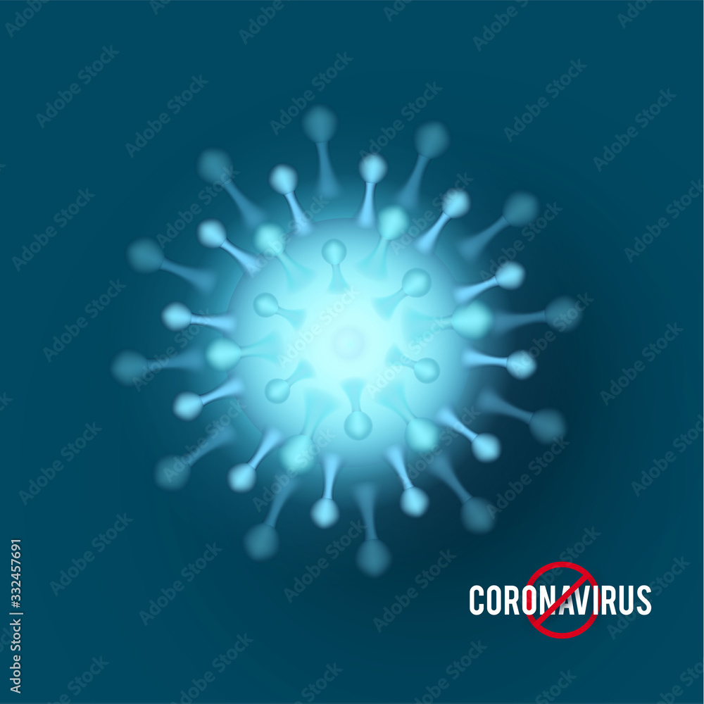 Stop Coronavirus COVID-2019 on blue background. Virus 2019-nCoV cells. Stop Coronavirus COVID-2019 on blue background. Virus 2019-nCoV cells.