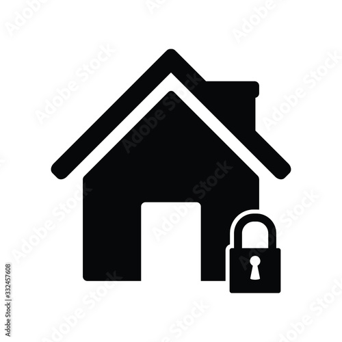 lockdown icon home icon with lock symbol quarantine stay home sign