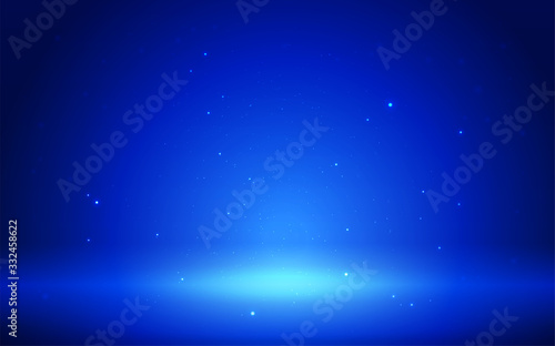 large scale Spotlights with smoke and scene. Blue background vector for your design.