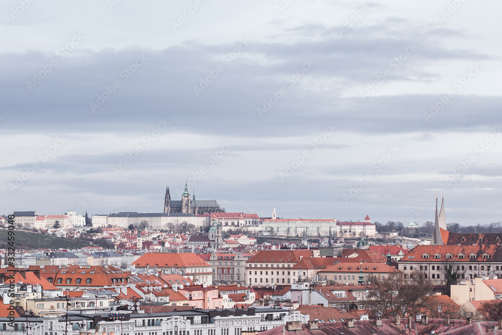 View of the roofs of the city. Prague
