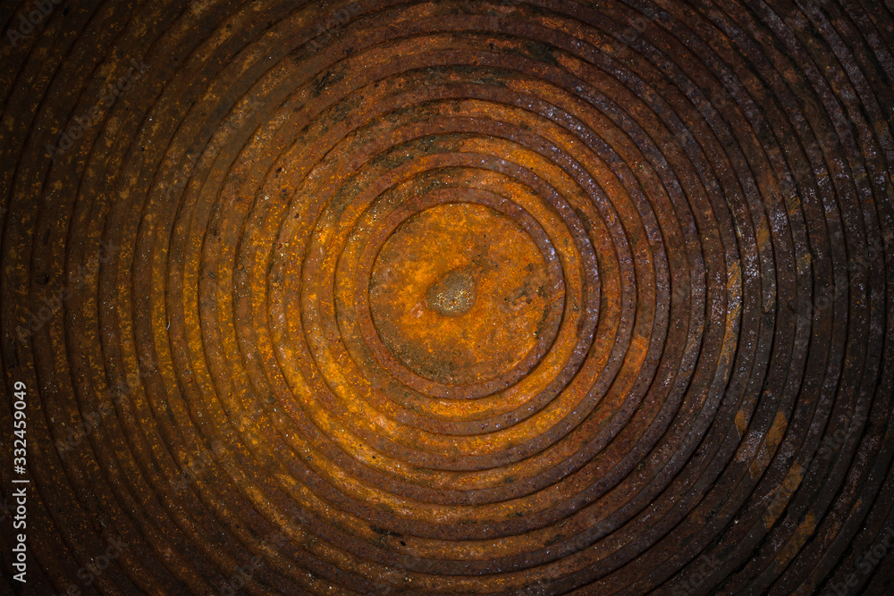 Old rust metal of cover drain hose for texture or background. Close-up texture of rusty metal of pipe cover or drain hose for creative design concept Old rust metal of cover drain hose for texture or background. Close-up texture of rusty metal of pipe cover or drain hose for creative design concept