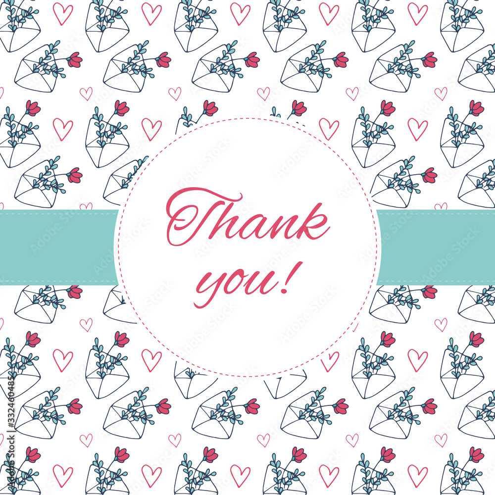 White Appreciation card with a floral pattern. Thank You card.