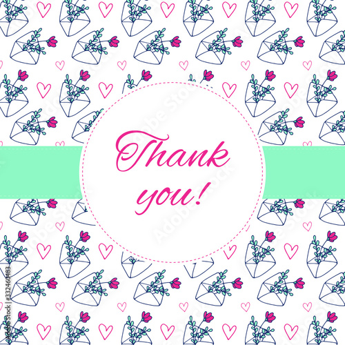 Vector white greeting card with a floral pattern. Love card
