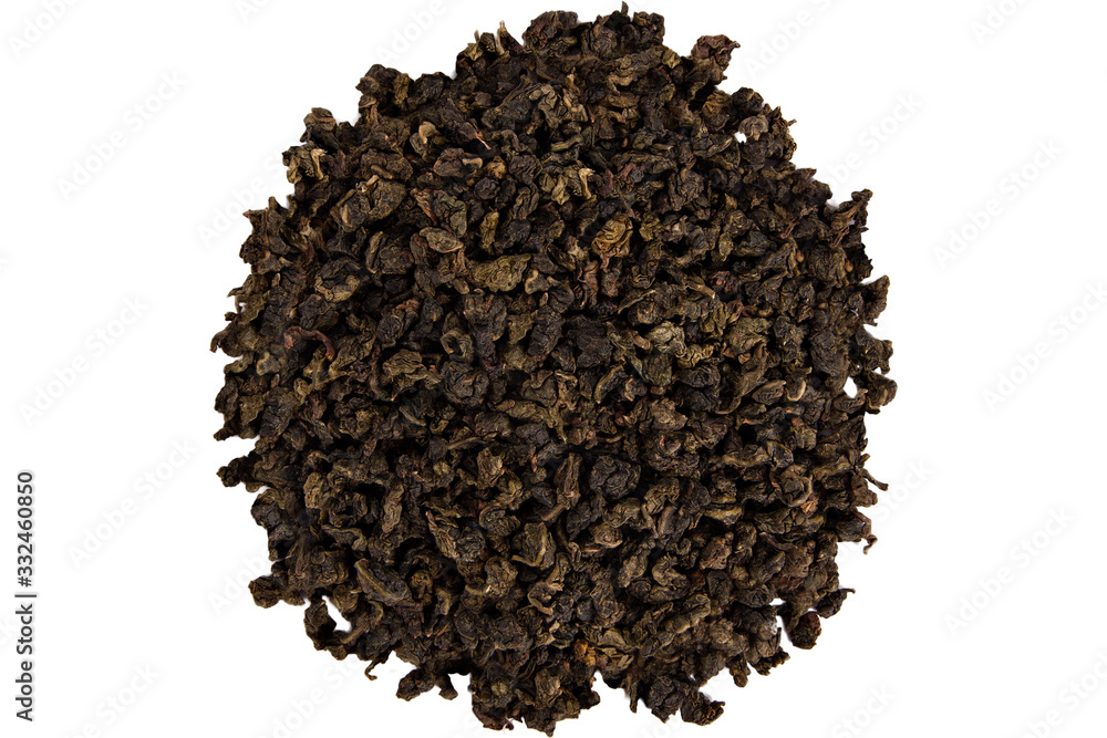 Oolong tea on white background. Top view. Close up. High resolution Oolong tea on white background. Top view. Close up. High resolution