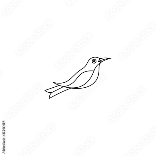 bird leaf logo vector icon template download line art outline  Falcon Bird Logo abstract design vector template. Flying Eagle logotype concept icon.