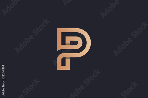 Double Line Abstract Initial Letter P Logo. Flat Vector Logo Design Template Element