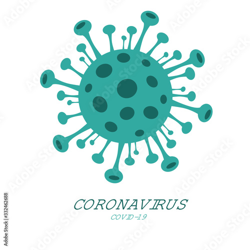 Coronavirus 2019-nCoV. Blue on white background isolated. China pathogen respiratory infection (asian flu outbreak). influenza pandemic. virion of Corona-virus. Vector illustration