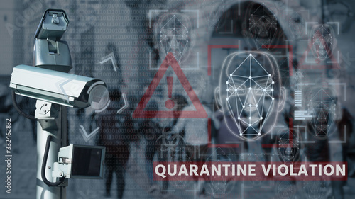 Camera with face recognition system to search for quarantine violators photo