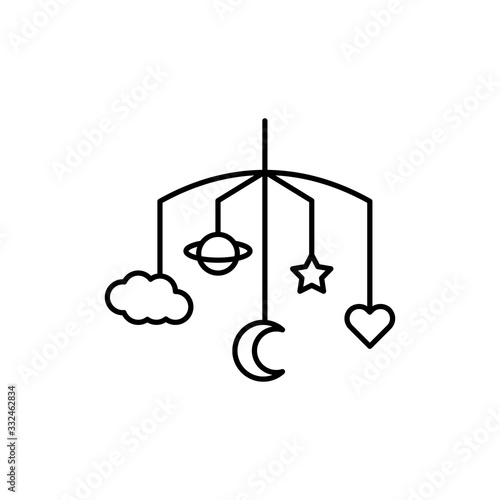 Crib mobile, baby icon. Simple line, outline vector elements of child for ui and ux, website or mobile application