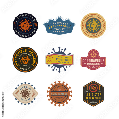coronavirus pandemic badges. health and medical vector illustration. t-shirt design concepts.