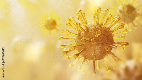 Canvastavla Super closeup Coronavirus COVID-19 in human lung body background